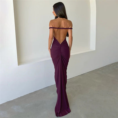 Halter Backless Pleating Dress