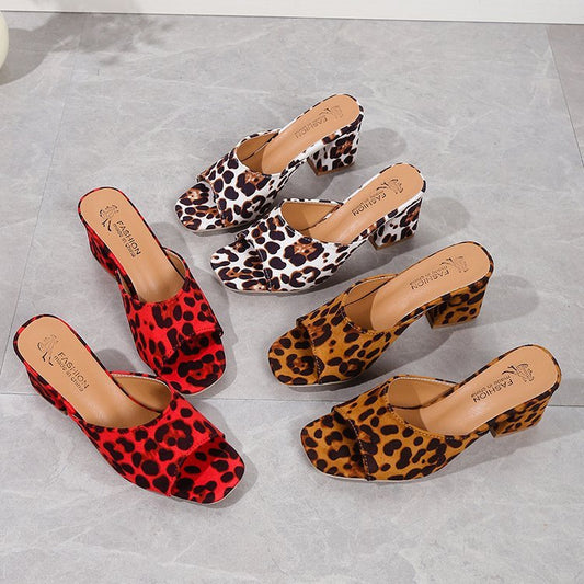 Leopard Square Toe High-heels