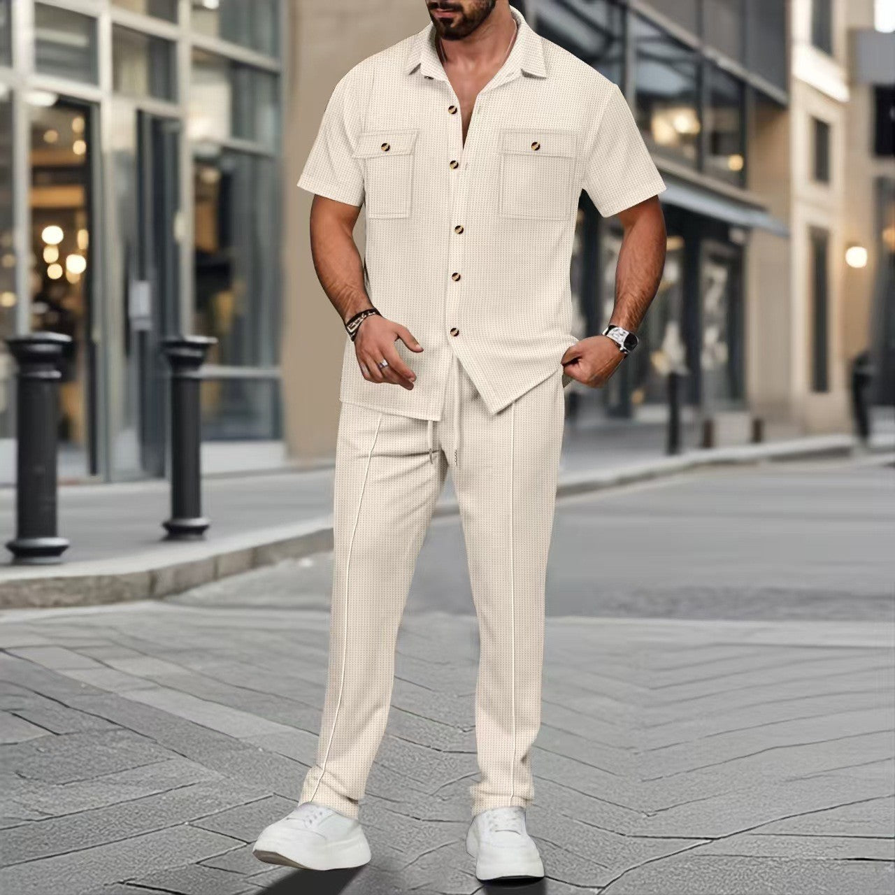 Short Sleeve W Pants Two-piece Set