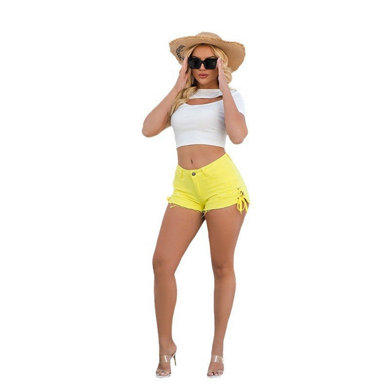 Ripped Tassel Skinny Bandage Slit Jean shorts