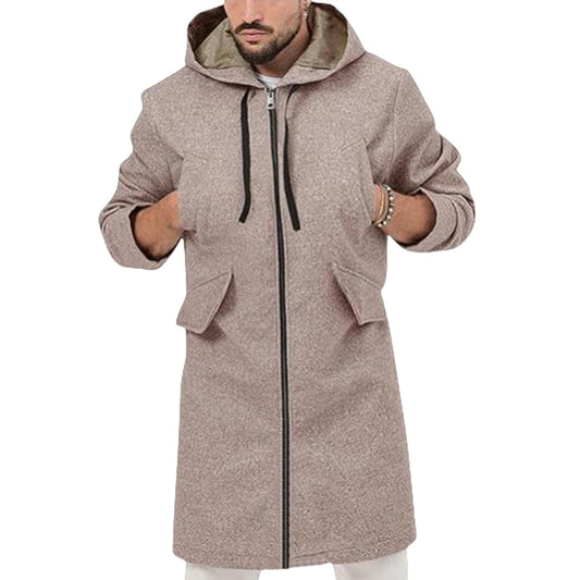 Single Zipper Cardigan Woolen Coat